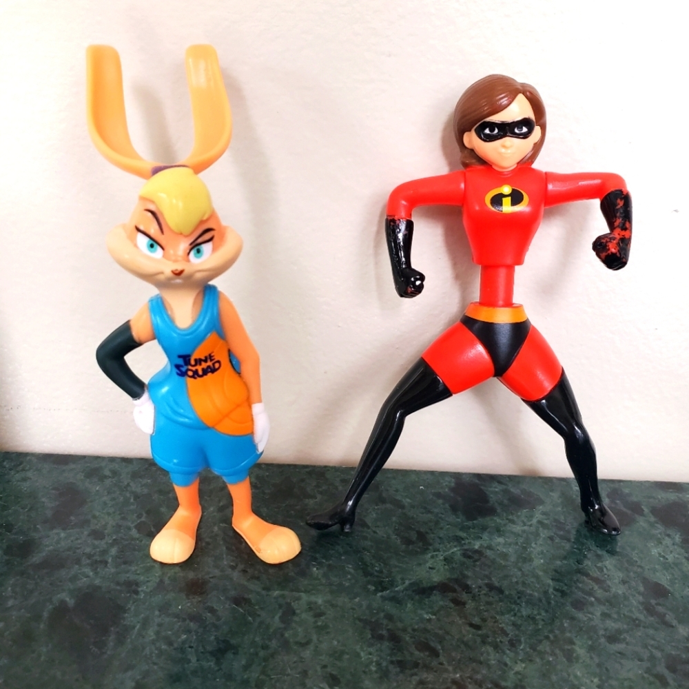 Space Jam Lola Bunny 2020 & Incredibles Elasta‎ Girl 2018 McDonalds Figures 5"
